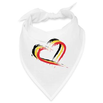 Herz Bürste Flagge Belgien Fahne Design Farben - Bandana - Weiß - Vorne
