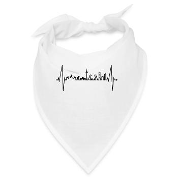 Madrid Skyline Herzschlag Spanien Silhouette Puls - Bandana - Weiß - Vorne