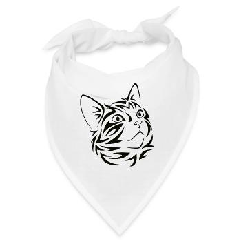 Katzenkopf Linienzeichnung - Bandana - Weiß - Vorne