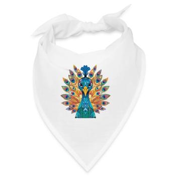 Pfauenbunte Aquarell-Tierillustration - Bandana - Weiß - Vorne