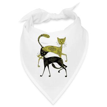 goldene und schwarze Katze mit abstrakten Muster - Bandana - Weiß - Vorne