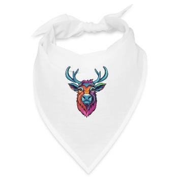 Karibu buntes Aquarell Cartoon Kawaii Tier - Bandana - Weiß - Vorne