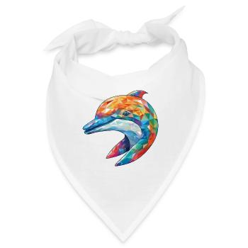 Delphin Bunte Aquarell-Tierillustration - Bandana - Weiß - Vorne