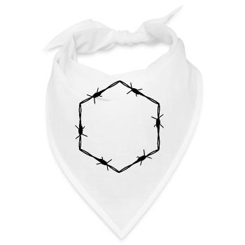 Stacheldraht 6 Eck Hexagon - Geschenkidee Tattoo - Bandana - Weiß - Vorne