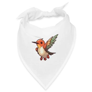 Kolibri-Karikatur-Kawaii-Aquarellillustration - Bandana - Weiß - Vorne