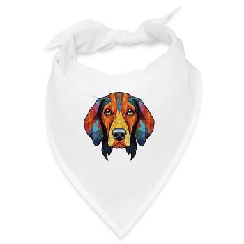 Serbischer dreifarbiger Jagdhund Hunderasse Aquarell - Bandana - Weiß - Vorne