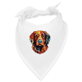 Hovawart Hunderasse Aquarell Glas Illustration - Bandana - Weiß - Vorne