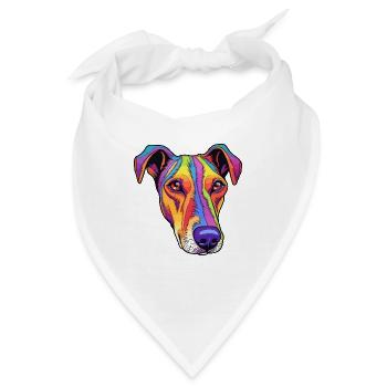 Glatter Foxterrier Hunderasse Cartoon Kawaii Illust - Bandana - Weiß - Vorne