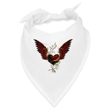 Herz mit Flügel - Bandana - Weiß - Vorne