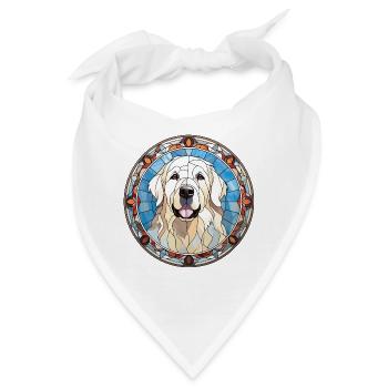 Große Pyrenäen Hunderasse Aquarellglas - Bandana - Weiß - Vorne