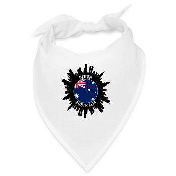 Perth Skyline Australien Flagge Reise Souvenir - Bandana - Weiß - Vorne