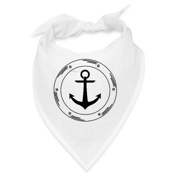 Bullauge mit Anker / Porthole with anchor - Bandana - Weiß - Vorne