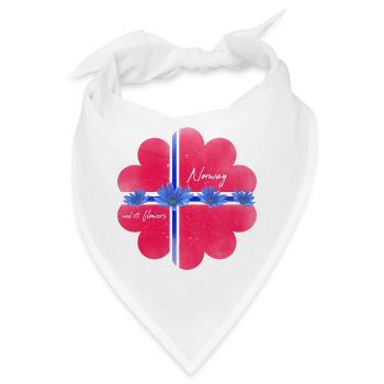 Norwegen Norwegenfahne Blumen - Bandana - Weiß - Vorne
