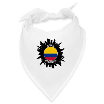 Bello Skyline Kolumbien Flagge Reise Souvenir - Bandana - Weiß - Vorne