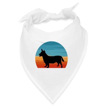 Lancashire Heeler Hund Liebe Silhouette Retro Sonnenuntergang - Bandana - Weiß - Vorne
