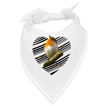 Rotkehlchen Singvogel - Bandana - Weiß - Vorne