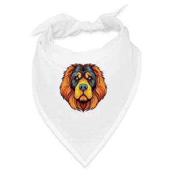 Tibetischer Mastiff Hunderasse Aquarell Karikatur Kawai - Bandana - Weiß - Vorne