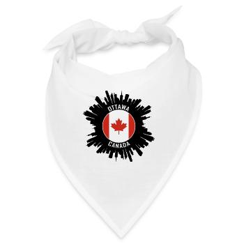 Ottawa Skyline Kanada Flagge Reise Souvenir - Bandana - Weiß - Vorne