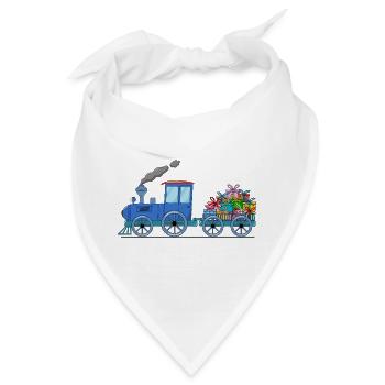 Kinderzug Eisenbahn mit Anhänger in blau - Bandana - Weiß - Vorne