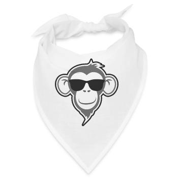 Fränky der Affe - Cooler Affe mit Sonnenbrille - Bandana - Weiß - Vorne