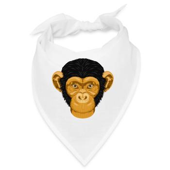 Affe Schimpanse - Goldener Tierkopf ohne Text - Bandana - Weiß - Vorne