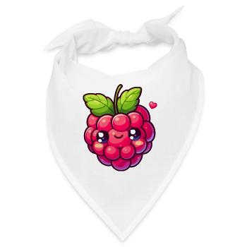 Himbeere - Herz - Bandana - Weiß - Vorne