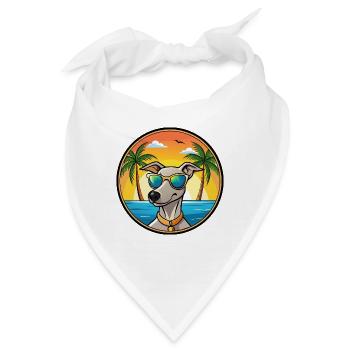 Lurcher Hunderasse Cartoon Sonnenbrille Strand - Bandana - Weiß - Vorne
