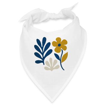 Florale Komposition – Blau & Senf - Bandana - Weiß - Vorne