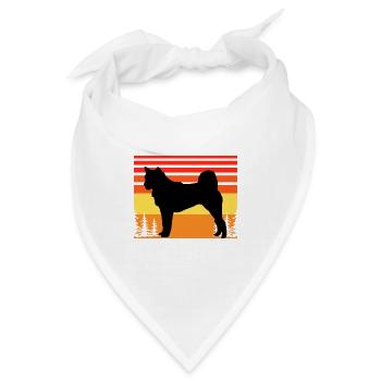 Hokkaido Ken Hundeliebhaber Silhouette Vintage Sonnenuntergang - Bandana - Weiß - Vorne