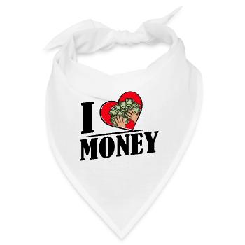 I love Money - Herz mit Geldscheinen - Bandana - Weiß - Vorne
