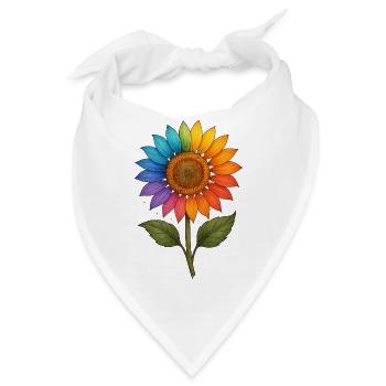 Rainbow Sunflower – Farbenfrohes Blumendesign mit - Bandana - Weiß - Vorne