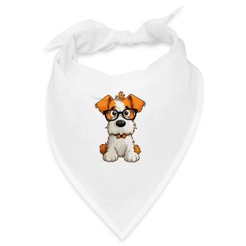 Draht Foxterrier Hunderasse Aquarell Karikatur Kawa - Bandana - Weiß - Vorne