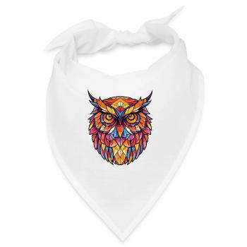 Eule Buntes Aquarell Tier Haustier Illustration - Bandana - Weiß - Vorne