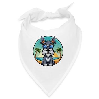 Standard Schnauzer Hunderasse Cartoon Sonnenbrille - Bandana - Weiß - Vorne