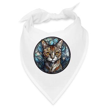 Manx Cat Breed Aquarellglas - Bandana - Weiß - Vorne