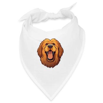 Tibetischer Mastiff Hunderasse Aquarell Karikatur Kawai - Bandana - Weiß - Vorne