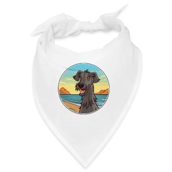 Schottischer Deerhound Hund Rasse Cartoon Kawaii Hund - Bandana - Weiß - Vorne