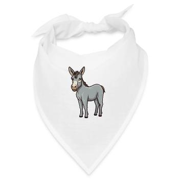 Esel niedliche Karikatur Kawaii Aquarell Tier Haustier - Bandana - Weiß - Vorne