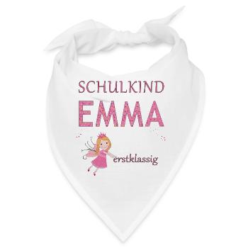 Schulkind Emma erstklassig - Bandana - Weiß - Vorne