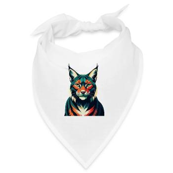 Luchs Zeichentrickfigur Buntes Haustier Tier - Bandana - Weiß - Vorne