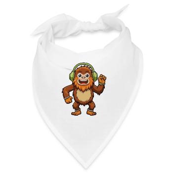 Big Foot Lustige Cartoon Figur Kopfhörer Musik - Bandana - Weiß - Vorne