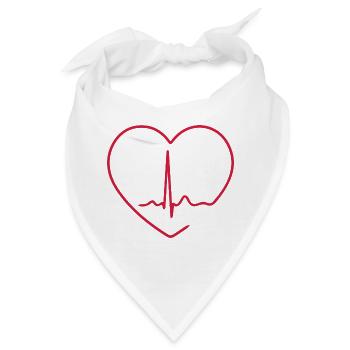 Herzschlag-EKG-Linie Medizinischer Pulswellen-Ikon-Vektor - Bandana - Weiß - Vorne