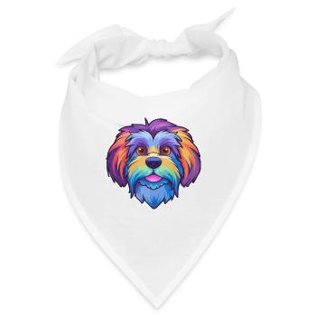 Lowchen Kleiner Löwe Hunderasse Cartoon Kawaii Illus - Bandana - Weiß - Vorne