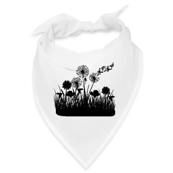 Schmetterlingdesign Pusteblumen Wiese Herzen - Bandana - Weiß - Vorne
