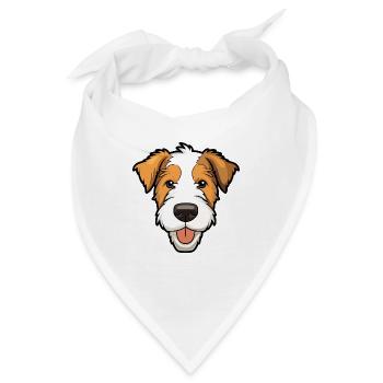 Draht Foxterrier Hunderasse Aquarell Karikatur Kawa - Bandana - Weiß - Vorne
