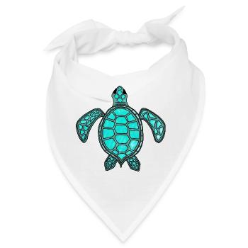 Grüne Schildkröte - türkis - Bandana - Weiß - Vorne