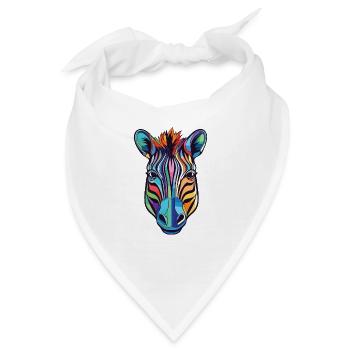 Zebra Buntes Aquarell Tier Haustier Illustration - Bandana - Weiß - Vorne