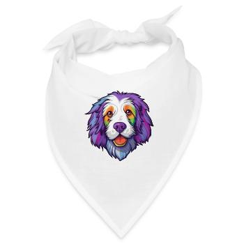 Cumberland Schäferhund Hunderasse Cartoon Kawaii Illus - Bandana - Weiß - Vorne