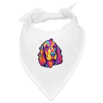 Russischer Harlekin Hund Rasse Cartoon Kawaii I - Bandana - Weiß - Vorne