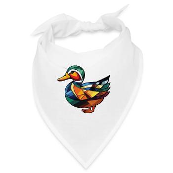Mandarinenten-bunte Aquarell-Tierkarikatur - Bandana - Weiß - Vorne